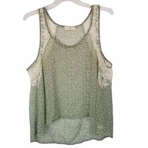 IRIS BASIC FLORAL PRINT WITH LACE HI-LOW HEM. SZ L